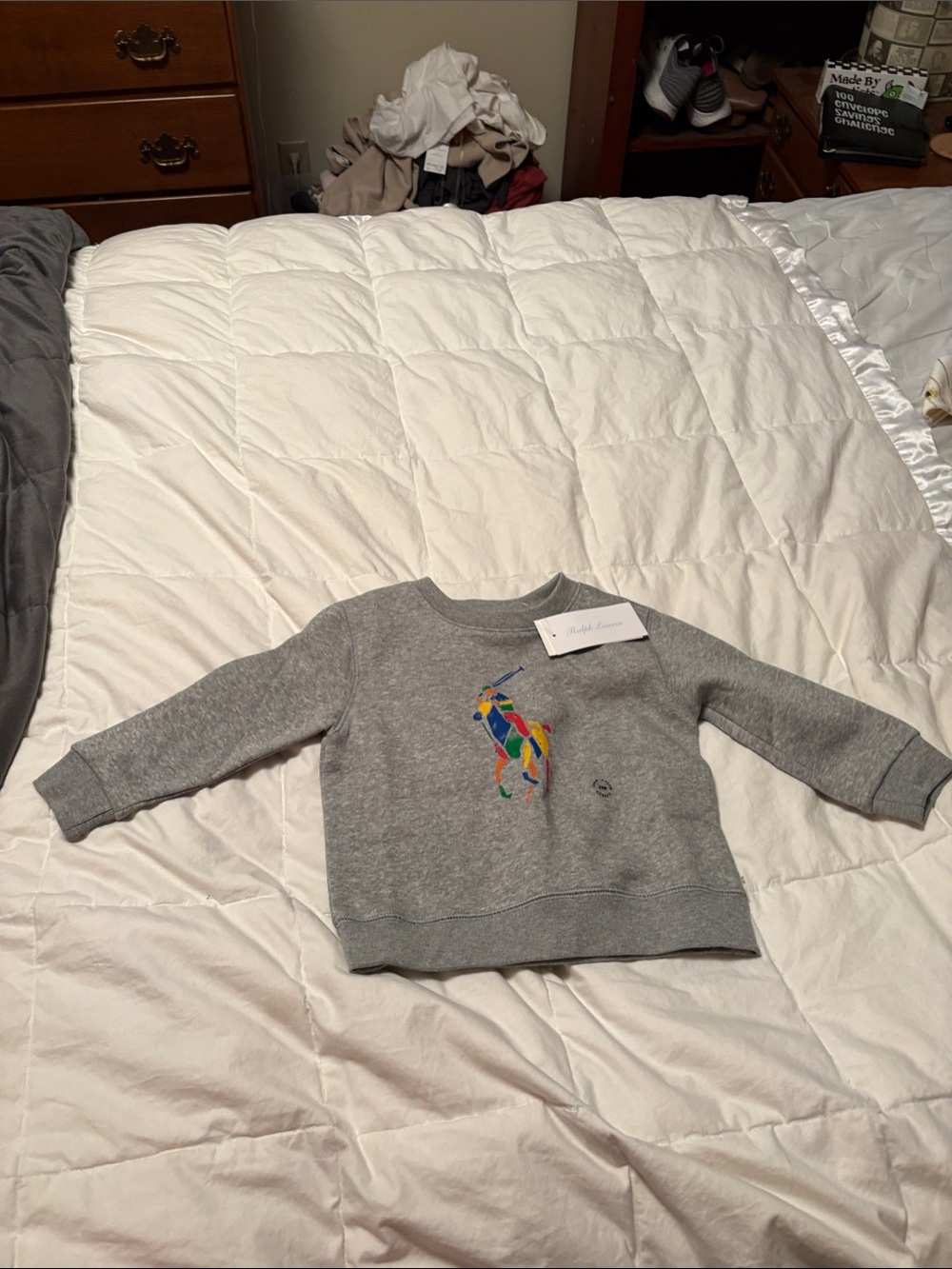 Ralph Lauren Kids Gray Sweatshirt with Multicolor Polo Bear Embroidery